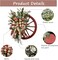 Christmas Wreath, 24 inch Artificial Plaid Bow Holiday Pine Cones Wreath Hanging Roulette Wheel Garland for Front Door Decoration and Christmas Party Decor